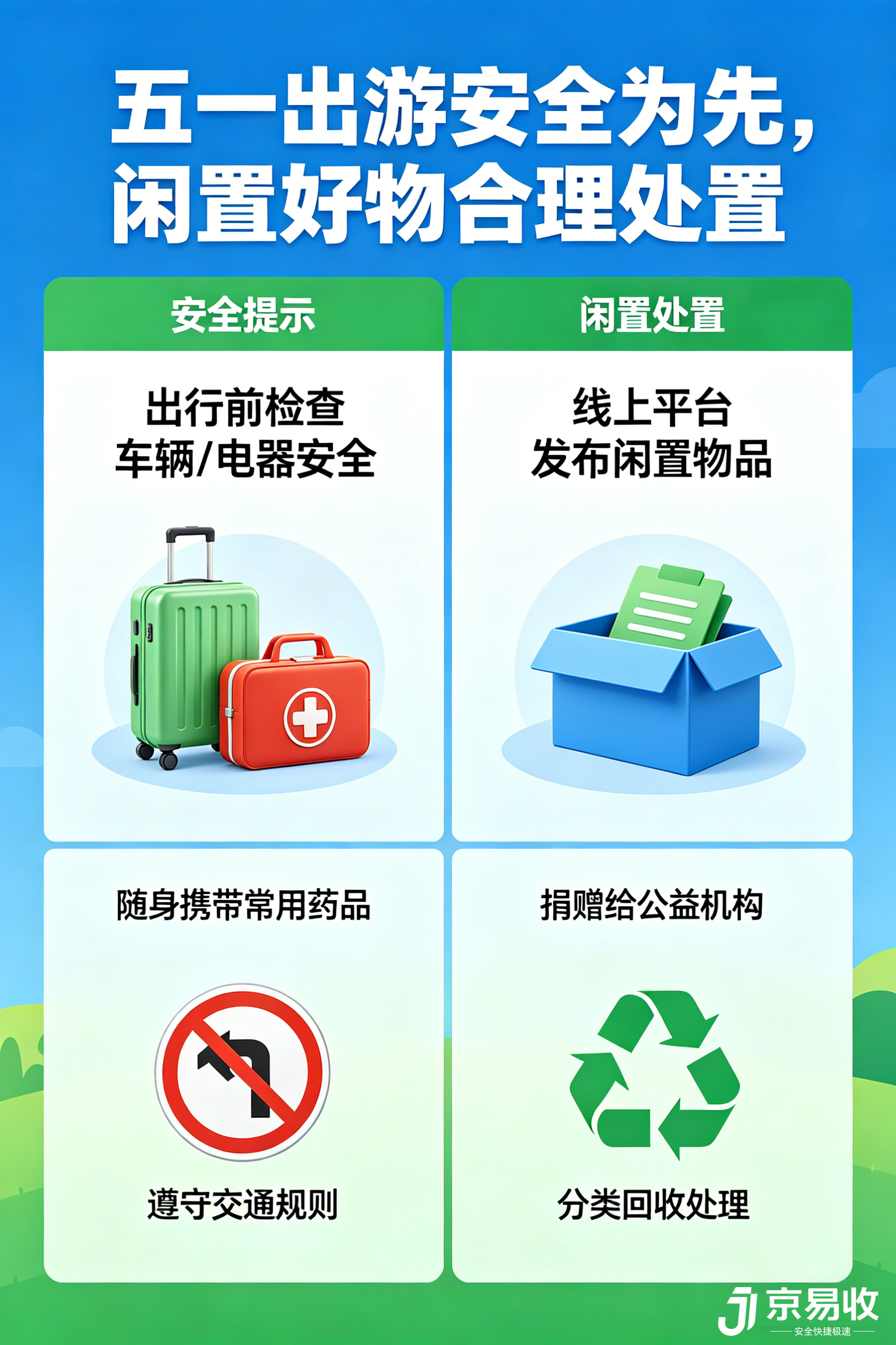 五一出游安全为先，闲置好物合理处置